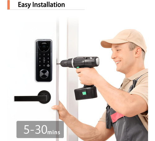 Cerradura Inteligente Con Cámara, Cerradura De Puerta De Ent