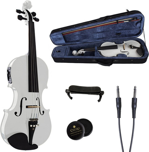 Violin Electrico De Ebano 4/4 Color Blanco Marca Cecilio