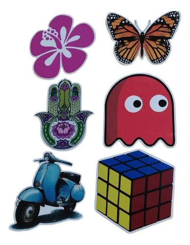 28 Calcomanías 10cm Random Flor Mariposa Rubik Vespa Mickey