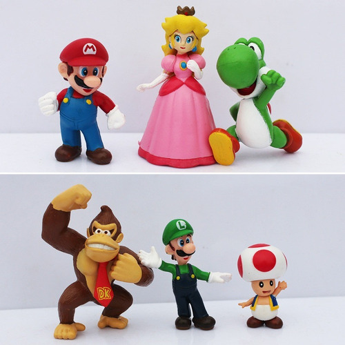 Kit Com 6 Miniaturas Super Mario Bros 6 Peças De 4 - 6 Cm