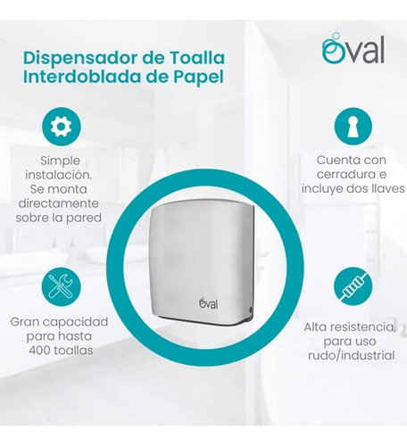 Despachador De Toalla Interdoblada Tipo Sanitas Largo Oval Blanco