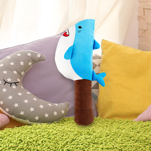 Juguete De Peluche De Tiburón Realista, Divertido, Azul