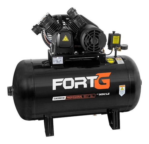 Compressor de ar elétrico Fortg CLM2MM100 monofásica 100L 2hp 220V preto