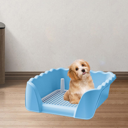 Caja De Arena Para Inodoro Para Perros, Valla Elevada Azul
