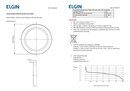 45 Baterias Pilhas Elgin Cr2032 - 9 Cartelas
