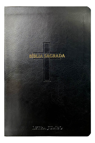 Bíblia Jumbo Arc Full Color Capa Pu Luxo C/ Harpa - Cruz Preta