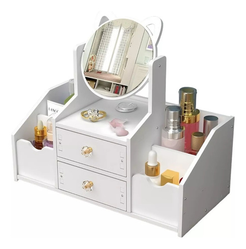 Organizador De Maquillaje Modelo Tocador Gatito Beige