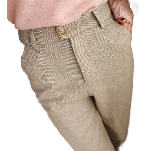 Pantalones Lana Para Mujer Pantalón Tubo Harem Cintura Alta