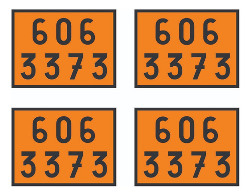 Kit 4 Placas Numerologia Laranja Onu 606 3373 Carga Perigosa