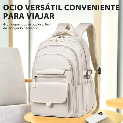Mochila Escolar, Deportiva, Gym y Viaje Backpack Unisex gran capacidad 30L para Laptop 15.6in Oxford Impermeable Multiuso Unisex Mochila con Bolsillo Antirrobo y 11 Compartimentos Color blanco