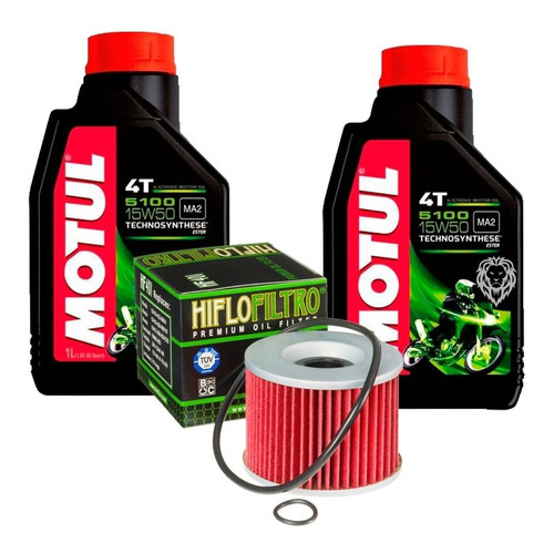 Kit Filtro E Óleo Motul 5100 15w50 Para Ninja 250r