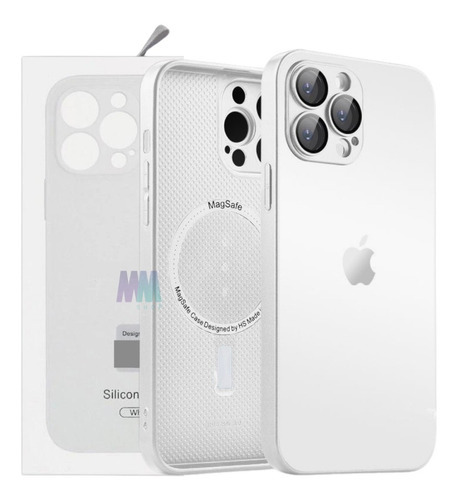Capa De Vidro Glass Fosca Para iPhone 14 Pro Max Cor Magsafe Branco Nome Do Desenho 14 Pro Max