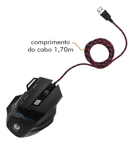 Ratón X7 Gamer, 7 botones, 3600 ppp, luz LED óptica Haiz, color negro