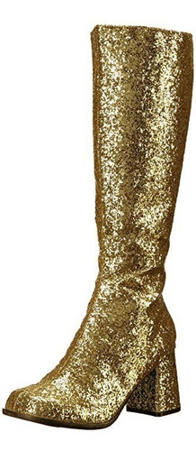 Botas Gogo Go Go Disco 60's 70's Glitter Doradas Damas 1