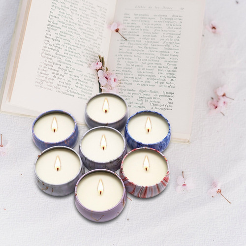 . 12 Piezas Velas Aromáticas De Cera De Soja Par (mármol)