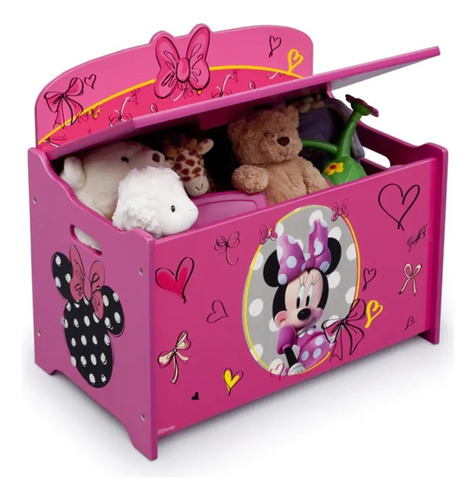 Caja Para Juguetes Infantil Minnie Mouse Disney Rosa Febo