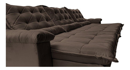 Sofá Retrátil 3,55m Cama Inbox Big Fresh. Com Softgel d40 Cor Café
