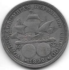 Moneda Estados Unidos Medio Dolar Año 1892 Cristobal Colon