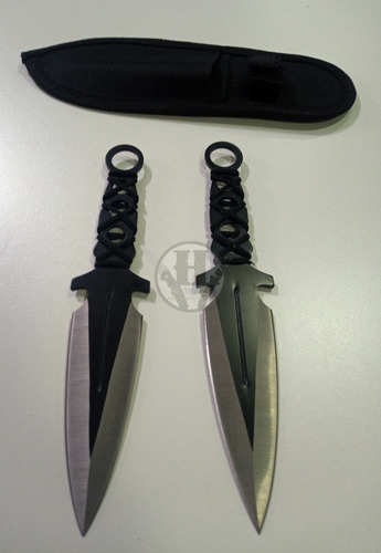 Cuchillo Lanzar Cordon Negro Yf061 Kunai X2 Funda Throwing 