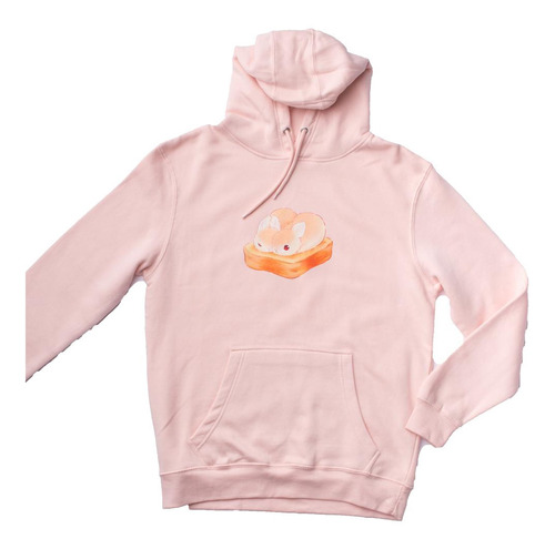 Tierna Sudadera Hoodie Pan Tostado Con Hermosos Conejos Rosa