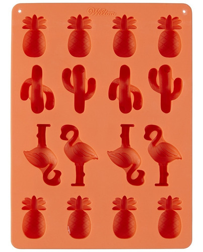 Molde Silicon Diseño Tropical Cactus Flamingo Piña Wilton Color Naranja