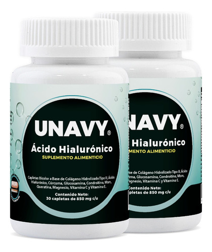 Unavy Duo Ácido Hialurónico + Colágeno+ Cúrcuma 2x30 Tabs Sabor Sin Sabor