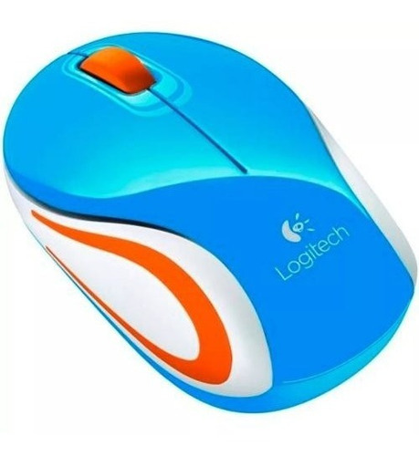 Logitech M187 Mouse Azul/naranja Inalambrico 910-003788 Color Celeste