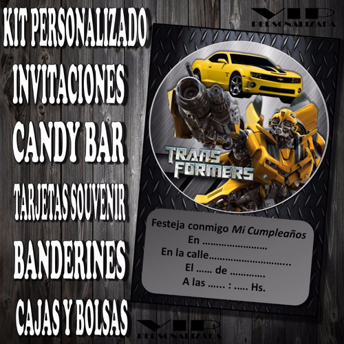 Kit Imprimible Transformers Personalizado Invitacion Candy