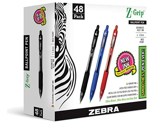 Zebra Pen Z-grip Retráctil Bolígrafo, Medio Punto, 1.0mm, Su