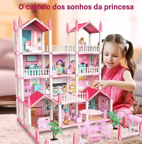 Casa De Boneca Barbie Completa Adesivada Mdf Móveis E Parque