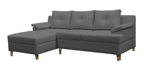 Imagen 1 de 2 de Sofa Modular En L Helvet Izquierdo Ecocuero Gris