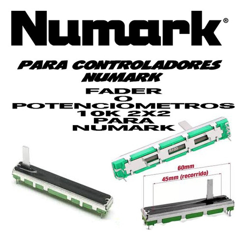 Potenciometro Fader 10k2x2 Para Controladores Numark 