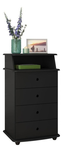 Mesa De Cabeceira Luxo Ii Com 4 Gavetas - Diversas Cores Cor Preto