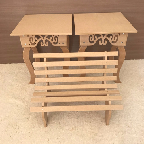 Imagem 6 de 7 de Kit 2 Mesas 50cm Luis Xv Prince Decoração Festa Mdf + Banco