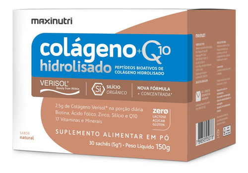 Colágeno Verisol Sachês 30x5g Sabor Natural + Q10 Maxinutri