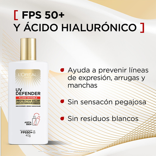 L'oréal Protector Solar Fps50 Fluido Invisible Ligero 40ml
