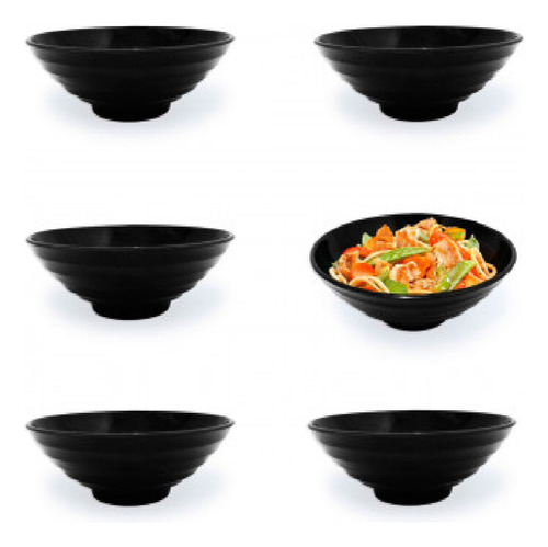 6 Tigelas Japonesa 1,2l Bowl Oriental Melamina 1200ml Fosco
