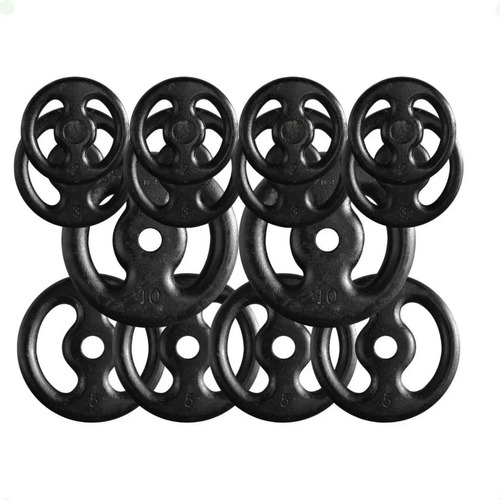 Kit Com 14 Anilhas De Ferro Fundido - 60 Kg