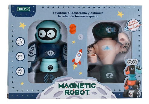 Magnetic Robot Ditoys X 2 Articulado Pzas Intercambiables M2