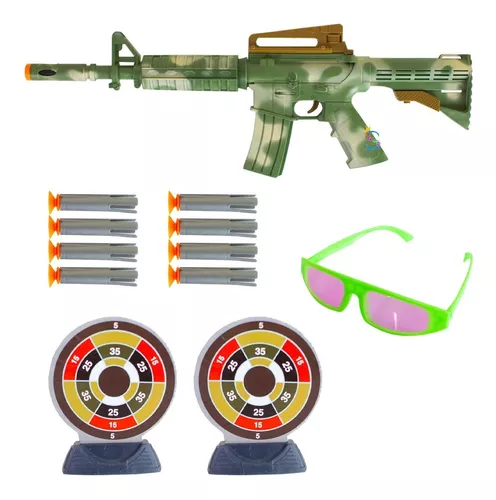 Kit Pistola Arminha Arma Lançador Dardos Atirar Brinquedo