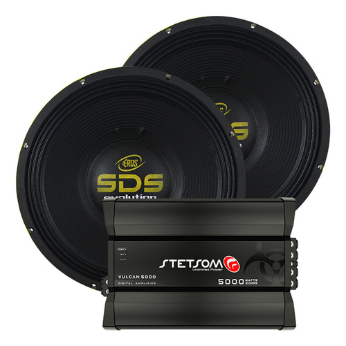 2 Woofer Eros E15 Sds 3.3k 3300 Rms Amplificador Vulcan 5000