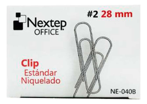 Clip Estándar Nextep Niquelado #2 28mm Caja De 100 Piezas Color Gris