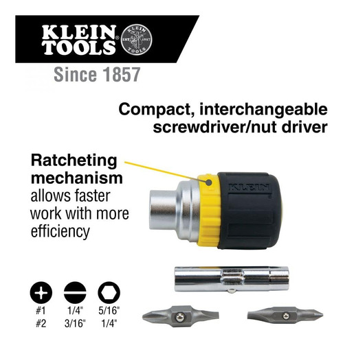 Klein Tools Destornillador De Trinquete De Varias Puntas,...