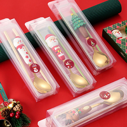 Juego De 2 Cucharas Y Tenedores Navideños, Cucharas De Alce