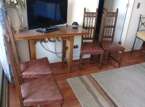 Hermoso Comedor Encina Mesa - Arrimo Con 4 Sillas