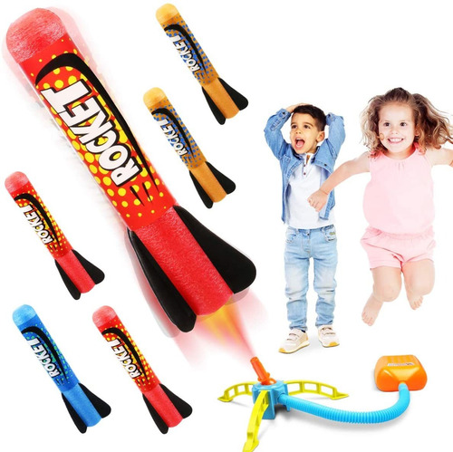 Jump Rocket Launcher Para Niños Con 5 Cohetes De Espum...