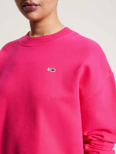 Tommy Jeans - Sudadera De Mujer Cropped Con Cuello Redondo En Rosa