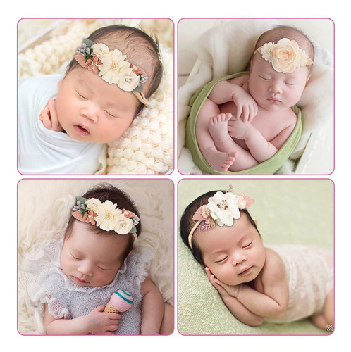 3 bandanas femininas com arcos de flores para bebês recém-nascidos