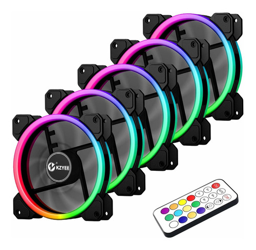 5 Paquete De 120 Mm Inalámbrico Rgb Led Del Ventilador...