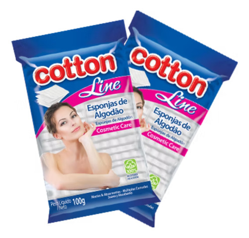 Algodão Esponja Facial 100g Macio Absorvente Cottonline 3 Un